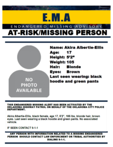 Read more about the article Akira Albertie Ellis, Endangered Missing Teen Last Seen In Oklahoma City, OHP Search